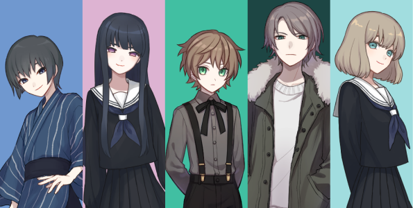 キャラクターの立ち絵が並んだ画像